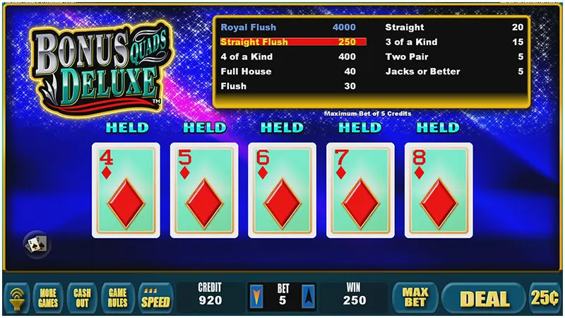 Bonus Quads Deluxe Poker — Grand Vision Gaming