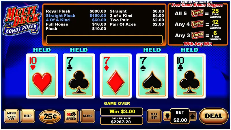 Multi Deck Bonus Poker — Grand Vision Gaming