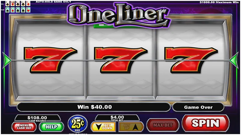 One Liner Reel Action Poker — Grand Vision Gaming