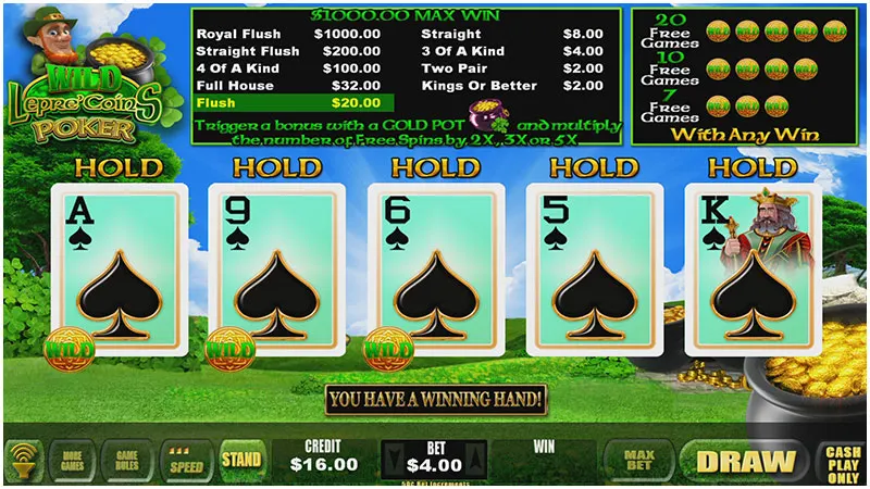 Wild Lepre’Coins Poker — Grand Vision Gaming