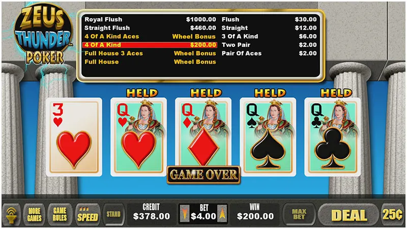 Zeus Thunder Poker — Grand Vision Gaming
